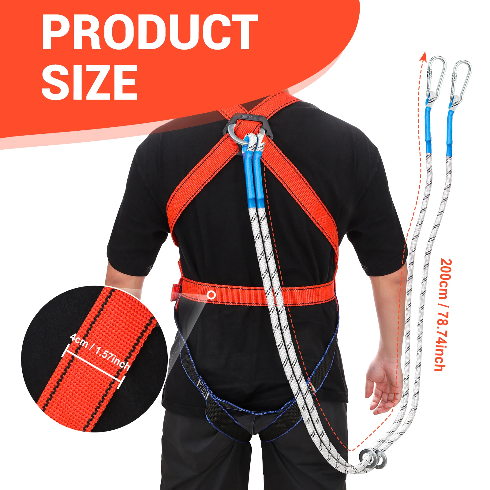 Newly Safety Roofing Harness with Hook Chest Waist Crotch Adjustment Safety Belt for Hiking Camping Adventure Tool