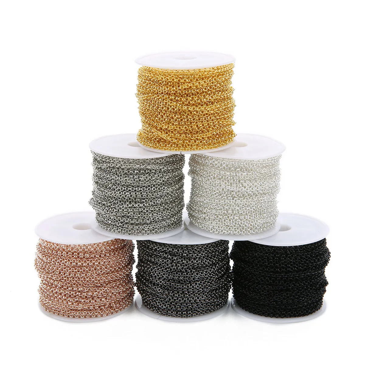 3mm Golden Shaped Chain Spool Cable Chain Perfect DIY Jewelry Making Accessories Necklace Bracelet Craft Supplies