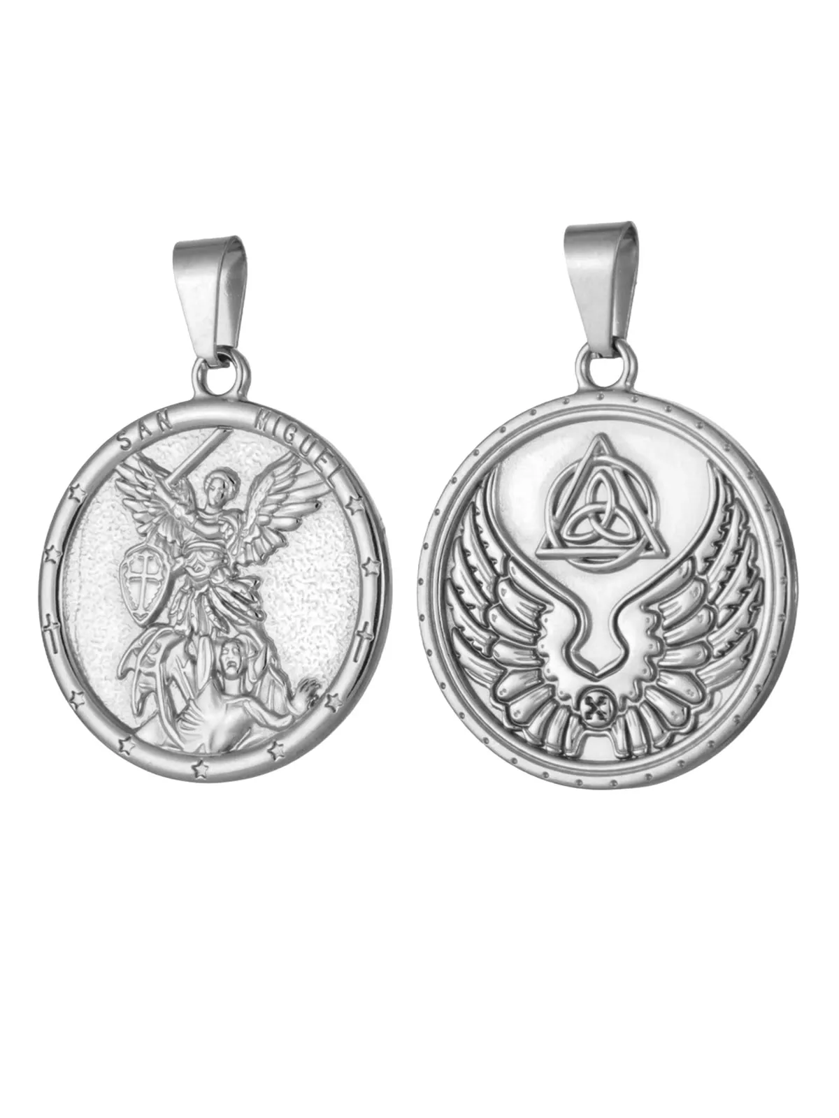 Christian The Archangel Protect Us Medal Stainless Steel Saint Michael Shield Crusader Sword Pendant for DIY Accessories