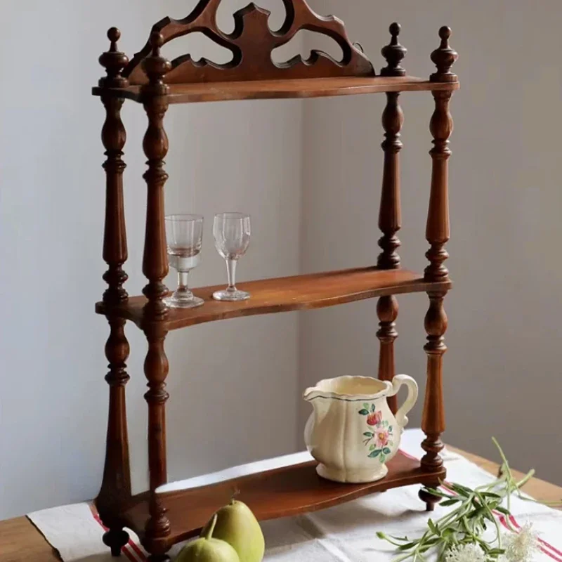 

Hand-carved solid wood shelf, carved cup, wall storage shelf