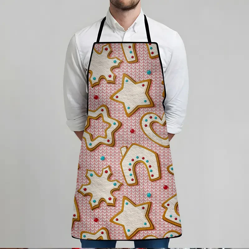 1pc 23.62x31.5inch Christmas Candy Pattern Printed Apron Fashionable Home Workwear Cooking Kitchen Apron Durable
