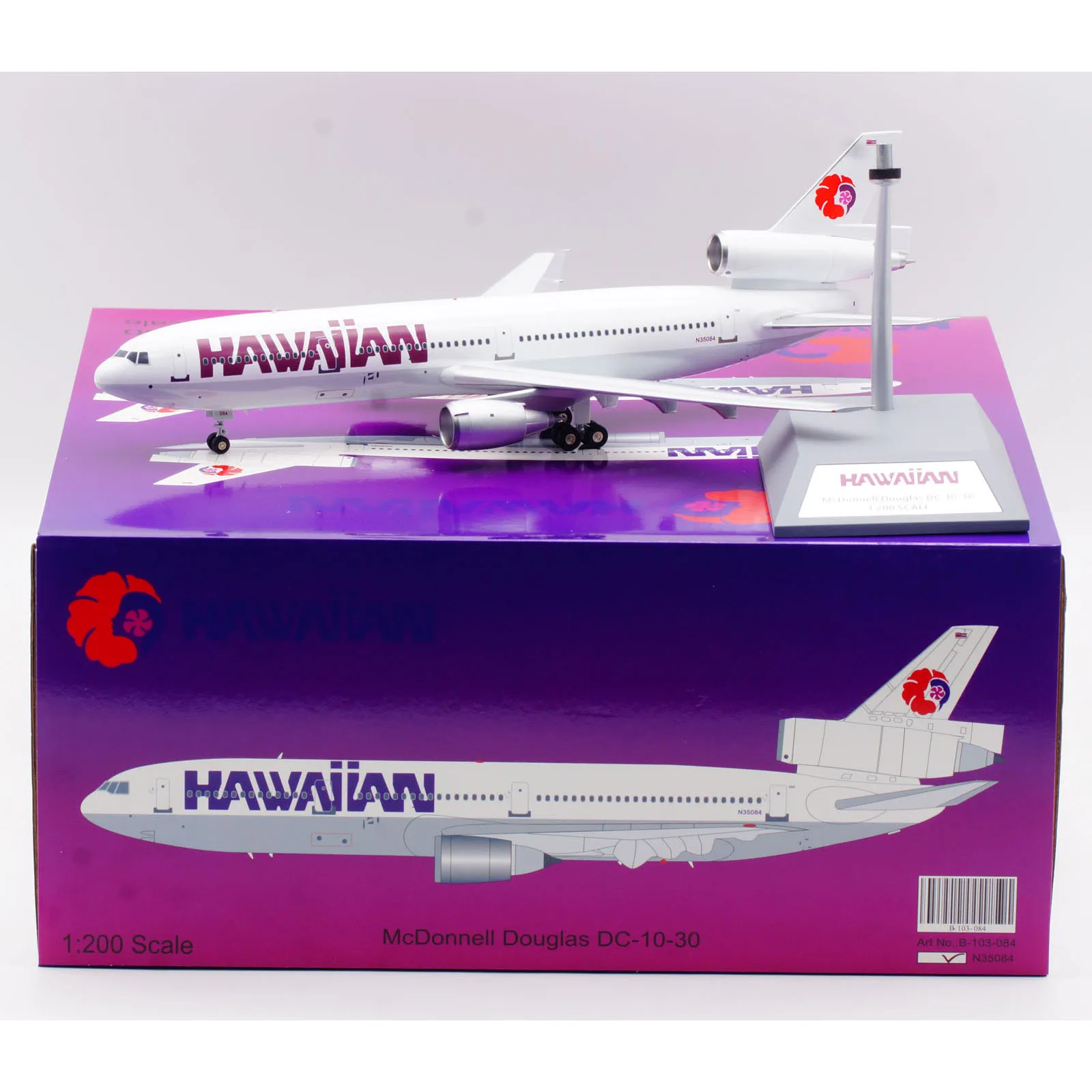 

B-103-084 Alloy Collectible Plane Gift B-Models 1:200 Hawaiian Air McDonnell Douglas DC-10-30 Diecast Aircraft Jet Model N35084