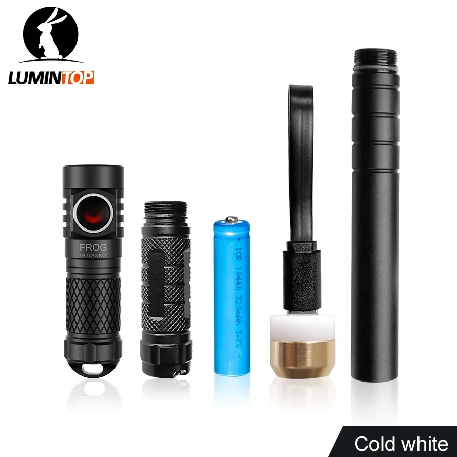 Lumintop FROG Mini LED Flashlight 750 Lumens Rechargeable Torch Lighter by 10280 or 10440 Battery for Camping Self Defense