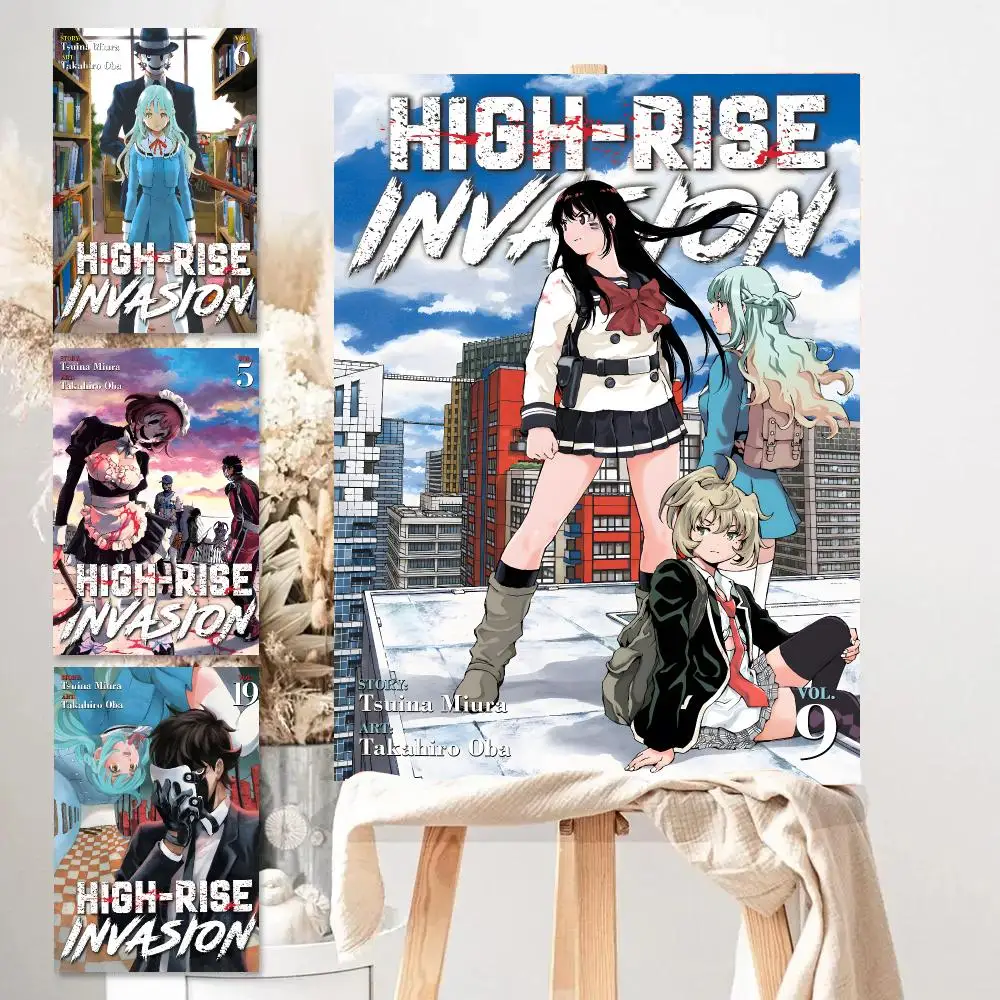Movie Anime H-High-Rise Invasion Poster High-Quality Canvas Print Stylish Wall Mural For Bedroom Living Room Decoration Artwork