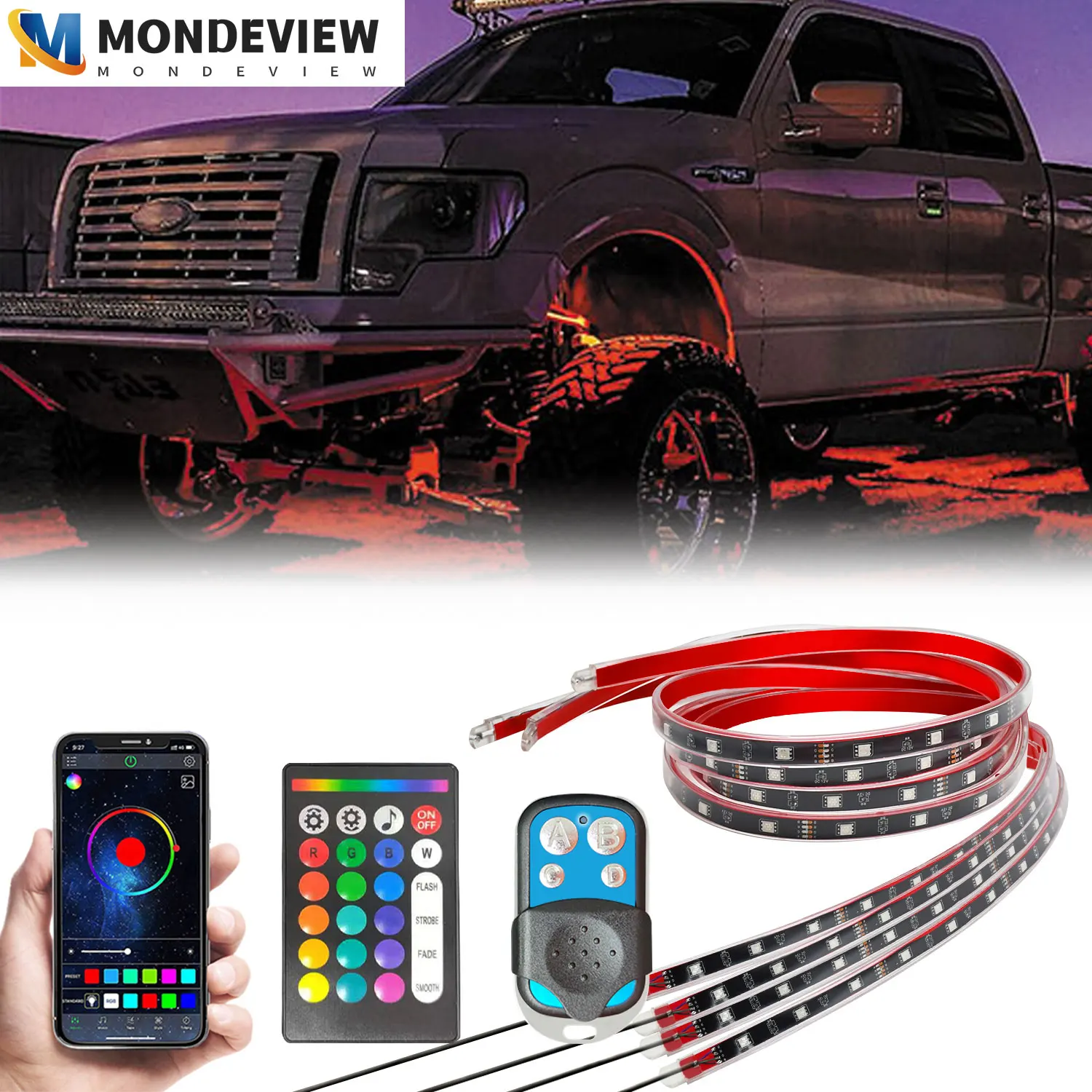 MONDEVIEW 60*90 Car Music Light Strip LED USB Smart Bluetooth APP Control Waterproof Multi-color Car Interior Atmosphere Light