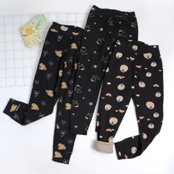 Autumn Winter Velvet Kids Pants Print Boys Girls Leggings Thick Warm Baby Long Trousers Infant Children Slim Pants for 3-12Y