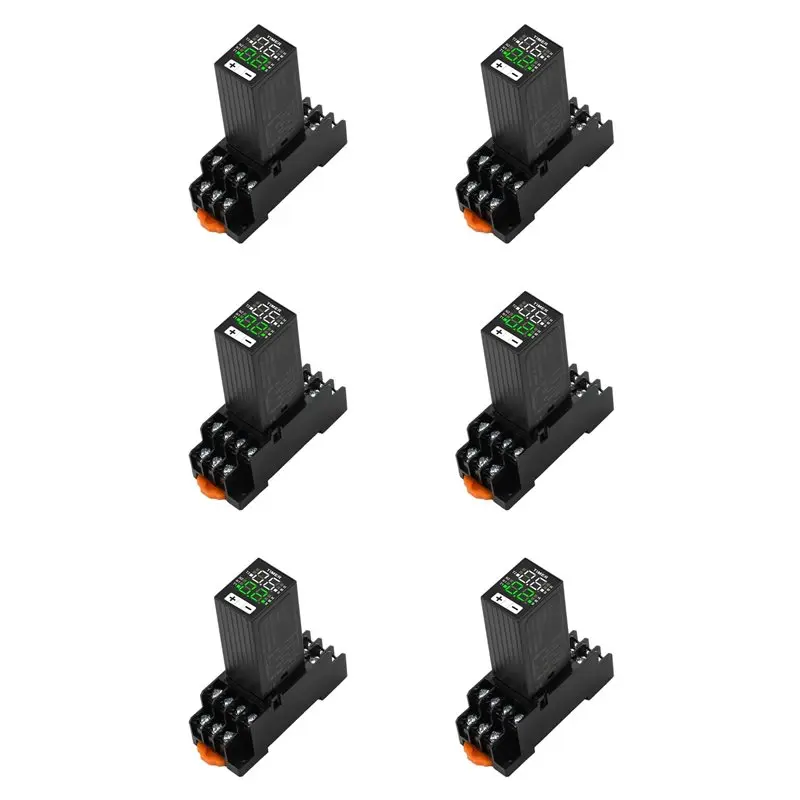 

PZHI-6X H3Y-4 AC220V Liquid Crystal Time Relay Dual Time With Base Small Digital Display Cycle Time Control Delayer