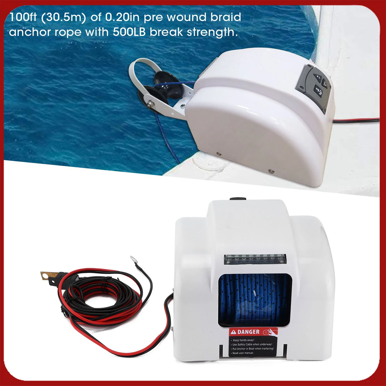 

Электрическая лебедка 30 фунтов, 12 В, морская лебедка, комплект ветрового стекла с дистанционным управлением для рыбацкой лодки, морская электрическая якорная лебедка, аксессуар