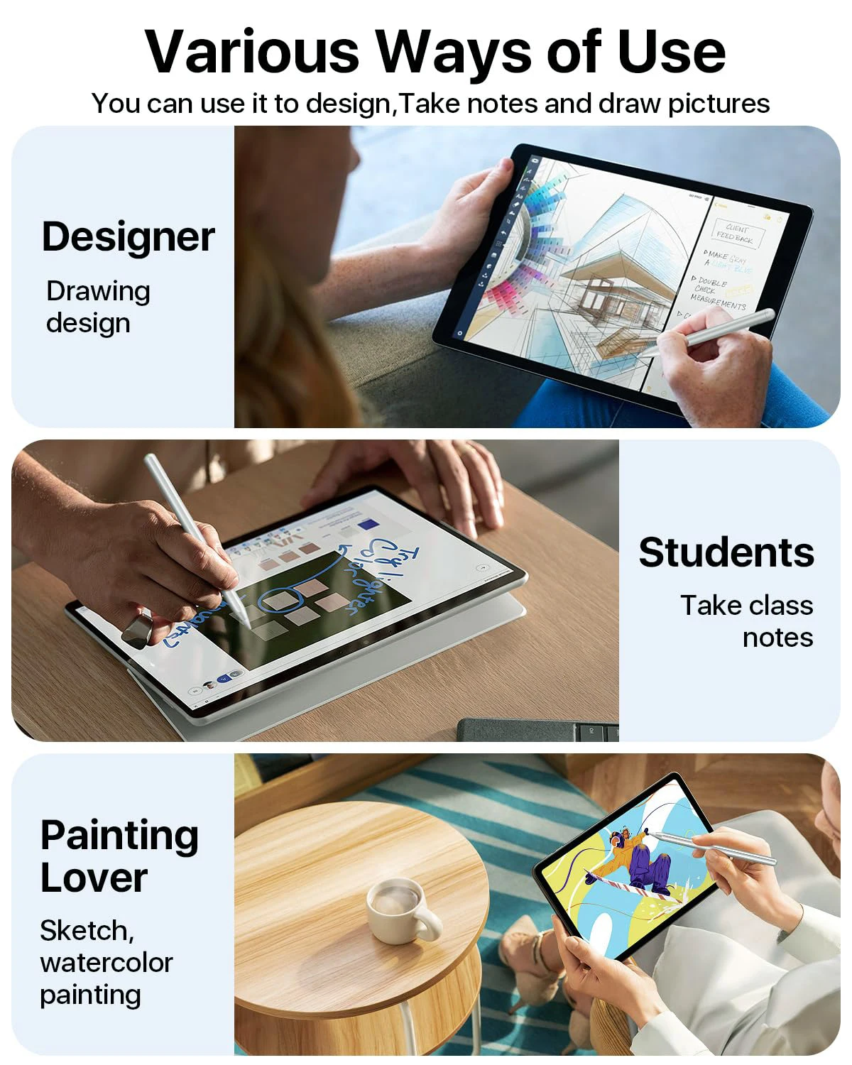 

Сенсорная ручка подходит для карандаша iPad 2018–2023), магнитная ручка с быстрой зарядкой, с чувствительностью наклона и функцией отверждения рук.