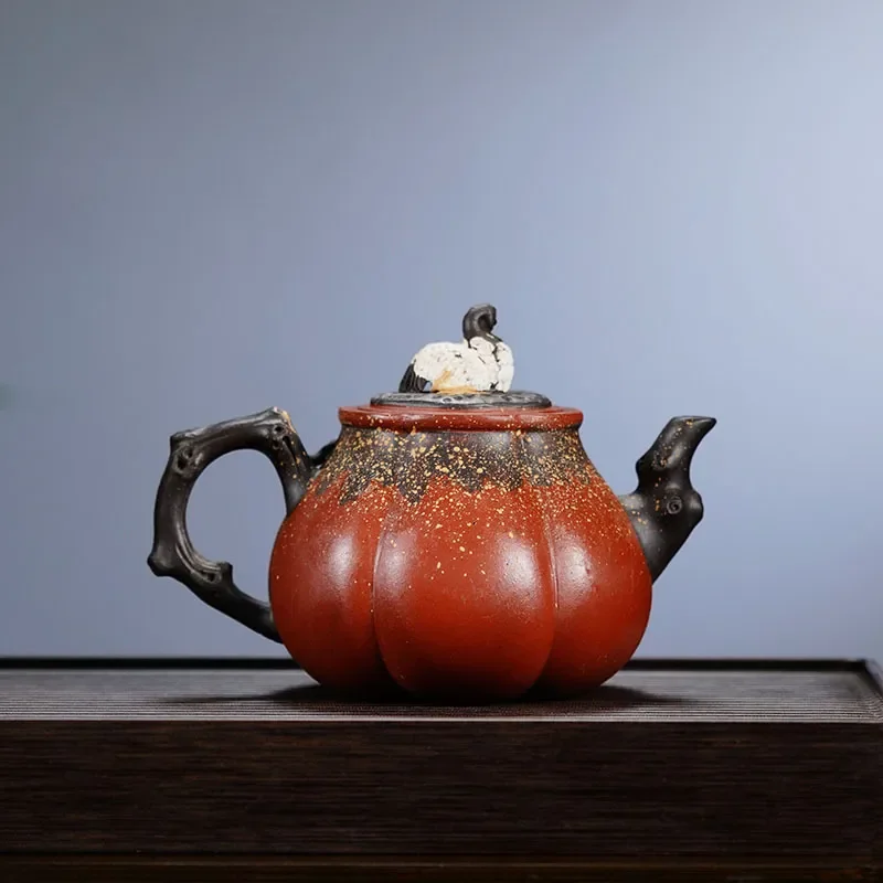 Handmade Zisha Teapot Traditional Chinese Kung Fu Tea Set Large Capacity Clay Pot Crane Eggplant Design for Home Office Gift