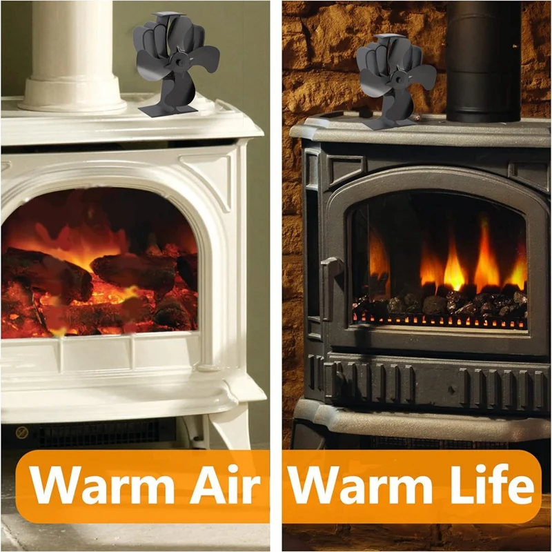 Fireplace Fan 4 Blades Heat Powered Stove Fan For Wood/Log Burner/Fireplace Fan Efficiently Circulates Warm Air