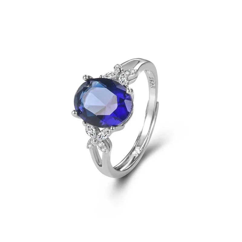 

100% Sapphire Gemstone Jewelry Ring for Women Fine 925 Silver Sterling Sapphire Jewelry Anel Bizuteria Female Orecchini