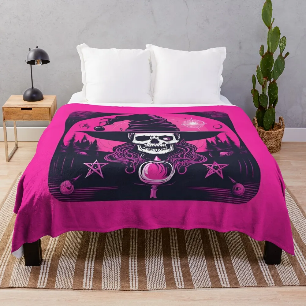 Mystical Witchcraft & Magic: Surrealism & Synthwave Fusion D3 Throw Blanket Bed covers Kid'S Blankets