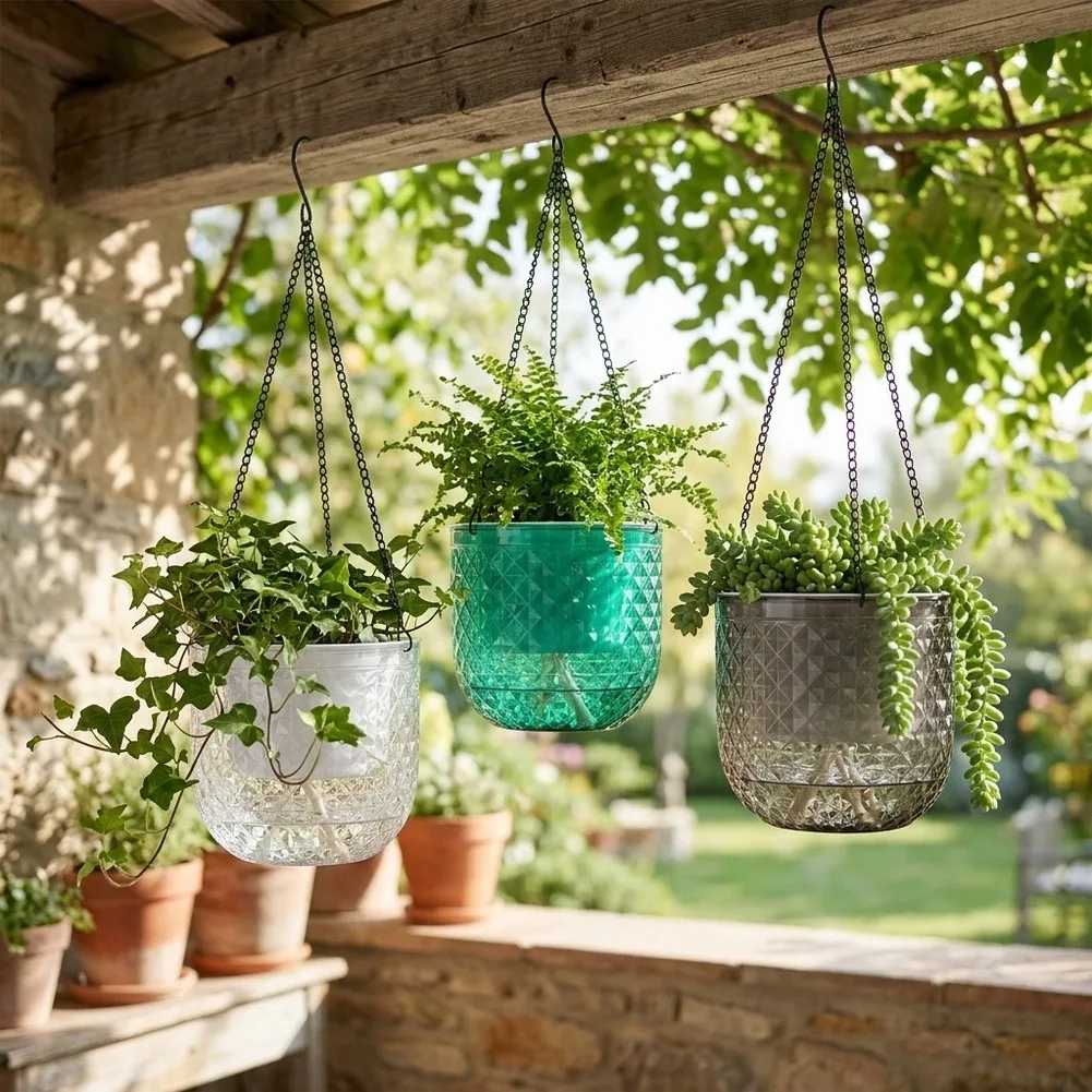 Outdoor Plant Hangers Self Watering Hanging Pots For Outdoor Patio Use Robust Plastic Construction Lightweight Design