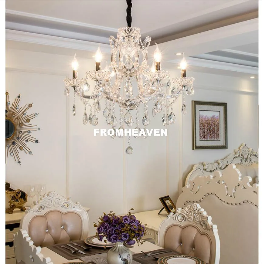 Modern Clear Crystal Chandeliers Creative Candle Hanging Lamps For Kitchen Dining room Villa Bedroom Chandelier Lighting