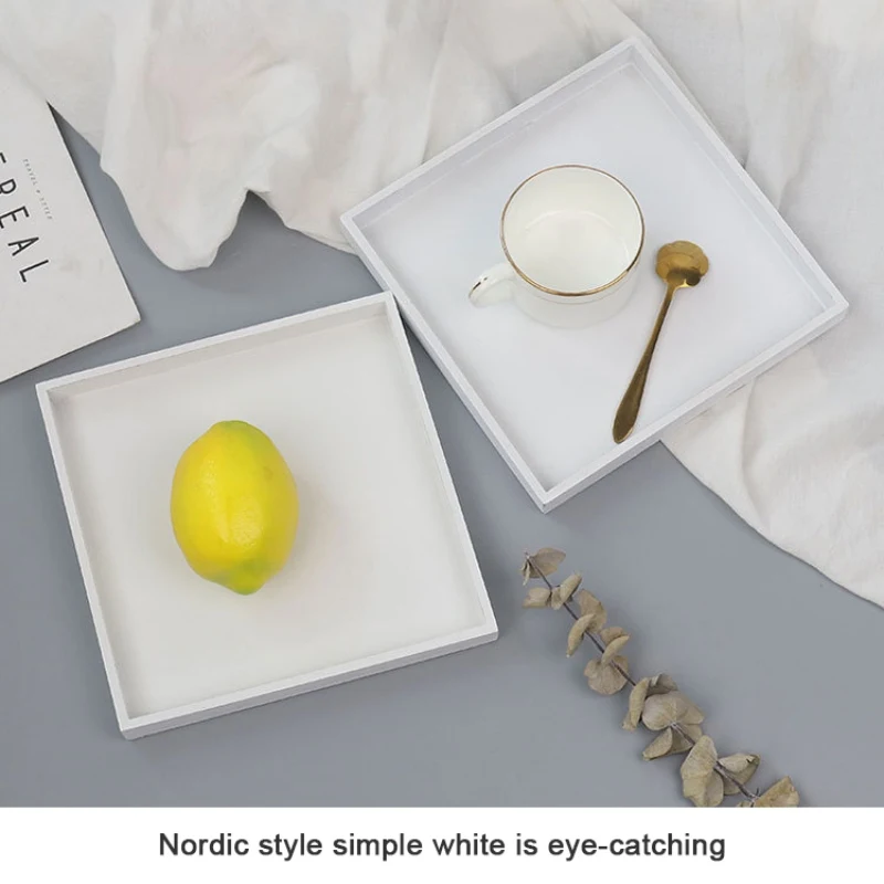Wooden Desktop Cosmetics Storage Postcard Thickened Storage Box Heat Insulation White Solid Wood Storage Plate White