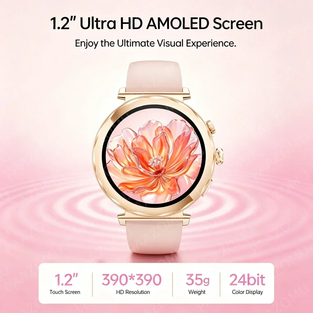 Rose Gold Ladies Smartwatch 2026 Bluetooth Call Heart Rate SpO2 Sleep Monitor IP68 Waterproof with Sport Modes - Women's Gift
