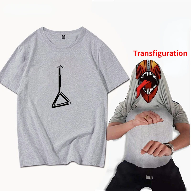 Chainsaw Man Saw Head Transformation Anime Second Dimensional Fun Men and Women Short Sleeve T-Shirt Pure Cotton Clothes