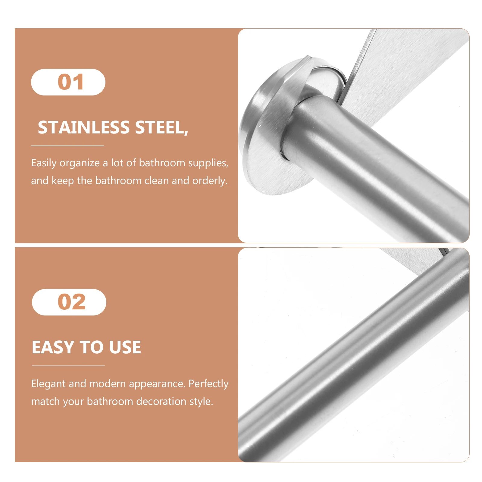 

Bathroom Towel Rack Silver Wall Mounted Kitchen Holder Shelf Bar Stainless Steel Compact Anti Rust Modern Style Preservation