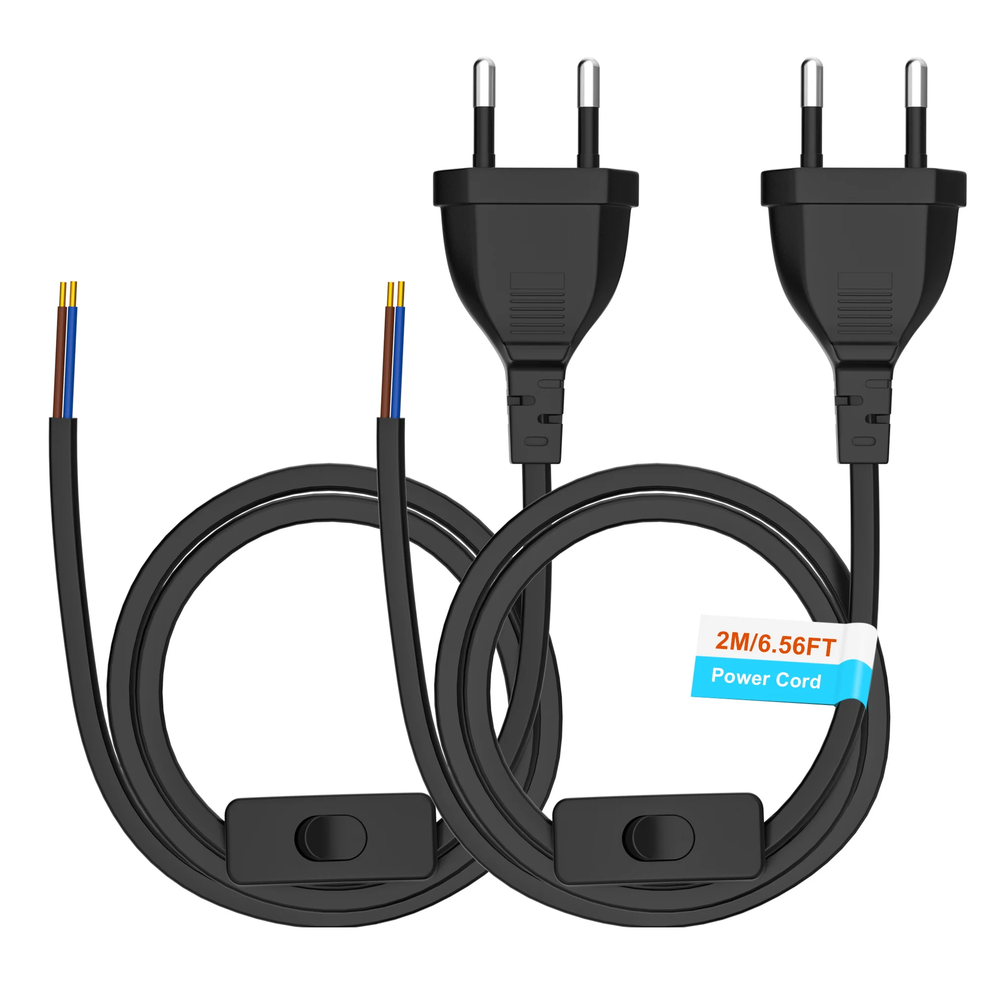 

2/3/5m European Power Cable with Switch, 2 x Replacement Cable Connection Cable with Switch Type C for Lights, Lamps, Bulbs