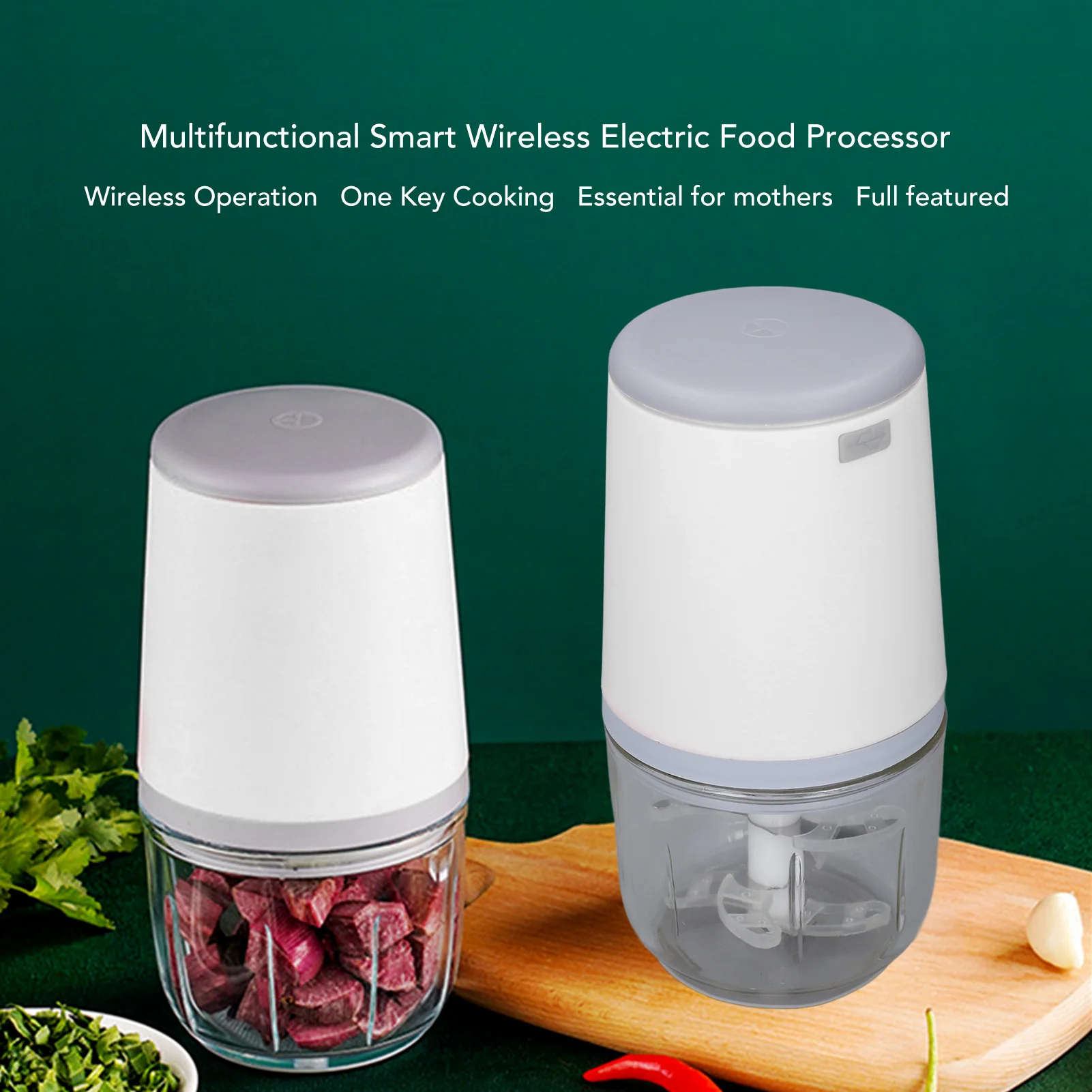 

300ML Mini Food Processor Cordless Easily Chop Baby Food Maker Small Electric Food Chopper for Vegetables Fruits Meat Garlic