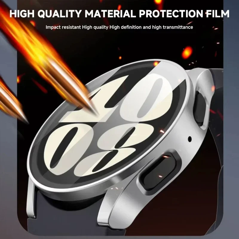 Silikonarmband + Hülle für Samsung Galaxy Watch 7 40 mm 44 mm Armband + Displayschutzfolie aus gehärtetem Glas + PC-Hülle für Galaxy Watch 6 5 4 Band