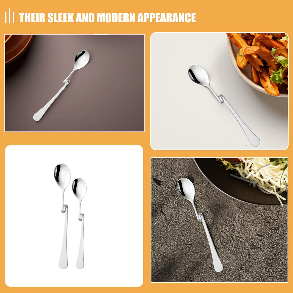 6Pcs Stainless Steel S Shaped Coffee Spoons Bent Handle Hanging Stirrer Teaspoons for Coffee Tea Dessert Honey Jam