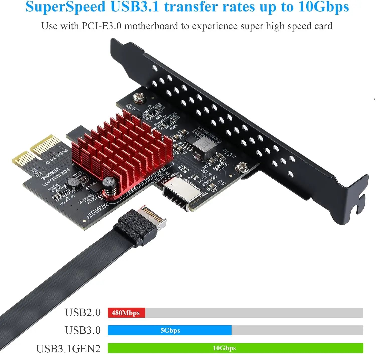 

NEW Add on Card PCI Express 3.0 X1 USB 3.2 TYPE-E Card PCIe Front Type-C Adapter Riser Type-E USB3.2 A-KEY 10Gbps Expansion Card