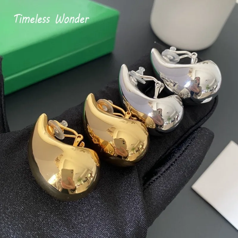 Timeless Wonder Fancy Brass Geo Droplet Clip Earrings for Women Designer Jewelry Punk Runway Trendy Party Rare Luxury 5341