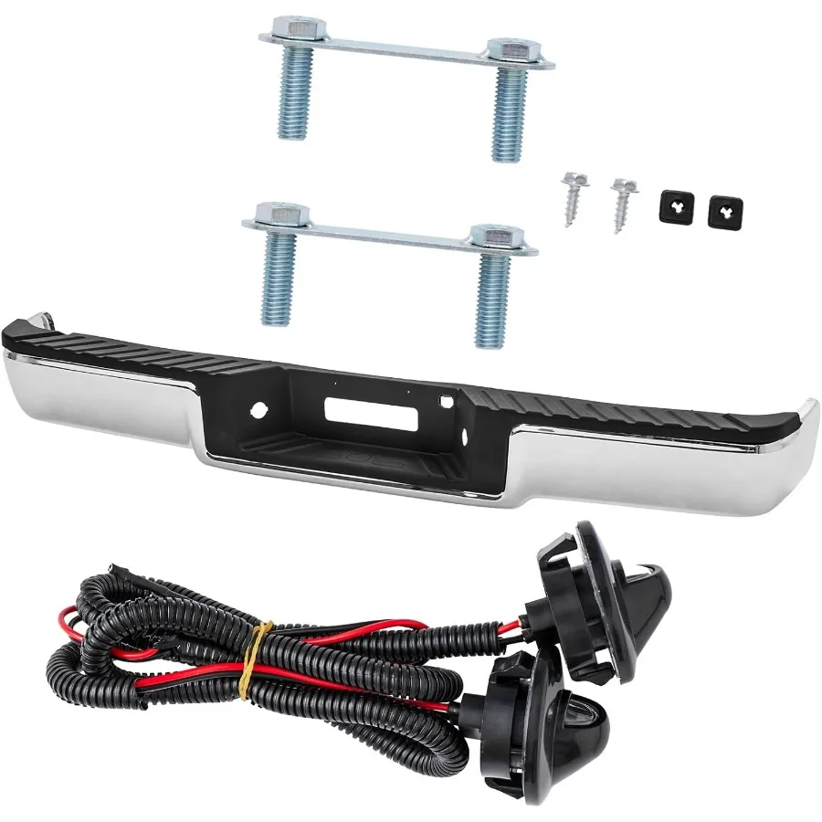 مجموعة المصد الخلفي من الفولاذ لـ 2006 2007 2008 Ford F150 بدون فتحات مستشعر الحديقة استبدال المصد الخلفي من الكروم لـ FO110