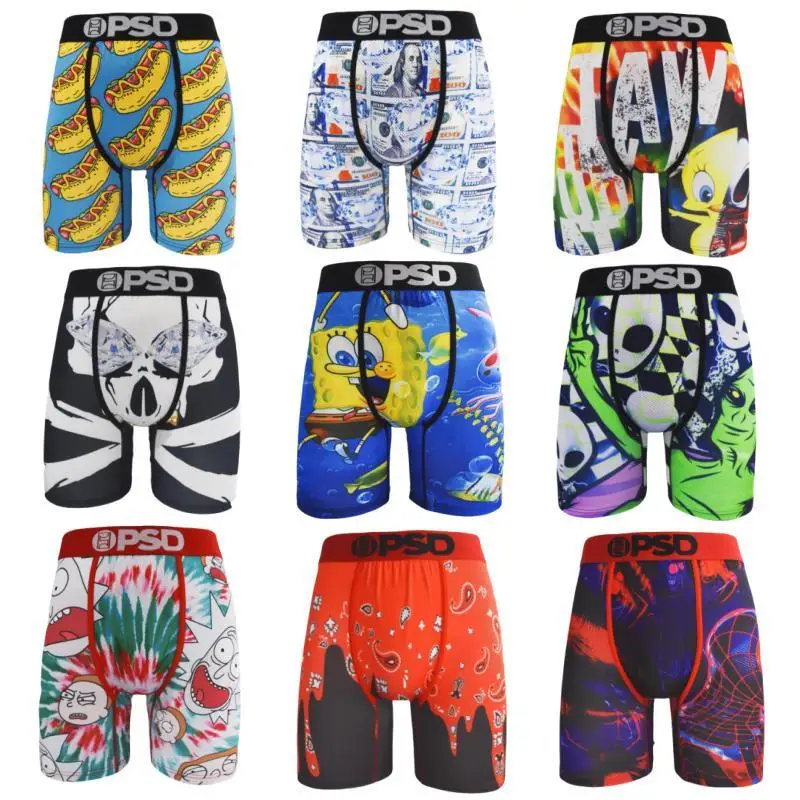 

2024 Men's Lion Print Long Boxer, Underwear Shorts, Antibacterial, Ice Silk, Breathable and Comfortable, Quick