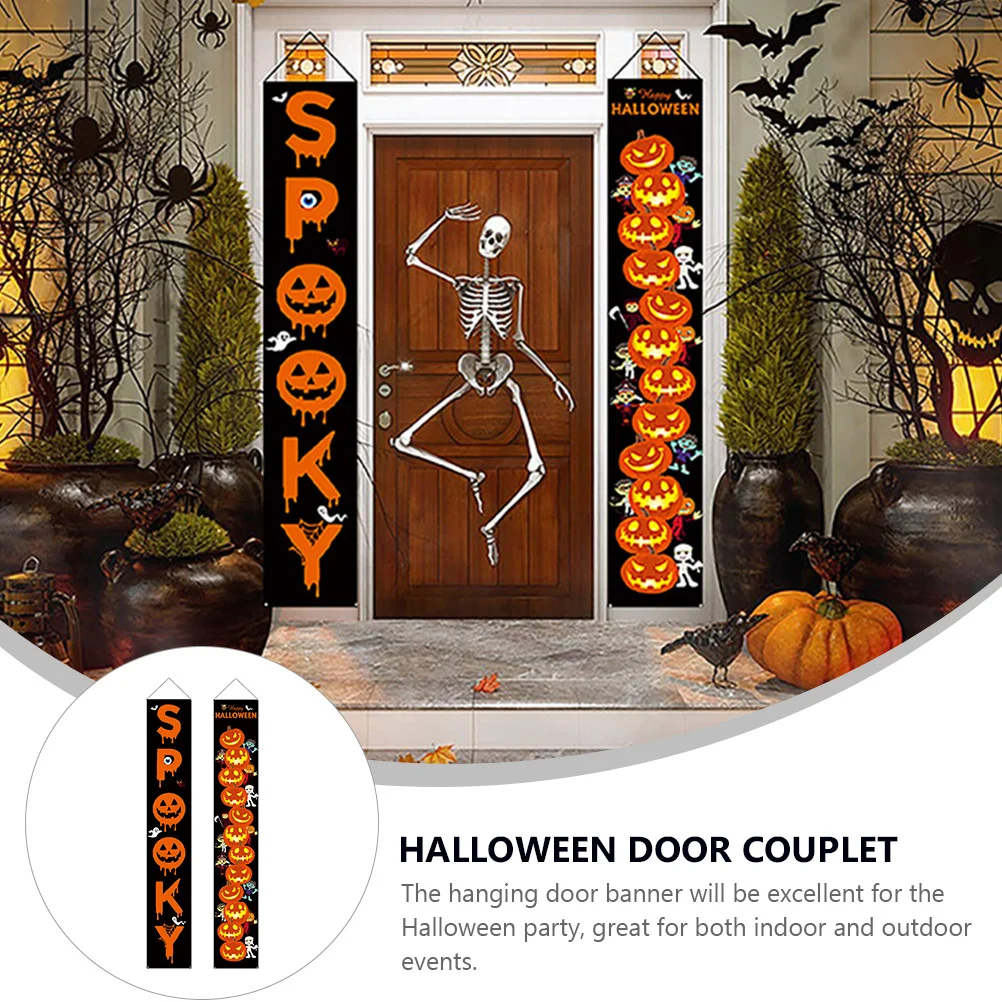

2pcs Horror Door Curtain Creepy Scary Pattern Halloween Decor For Carnival Ghost Festival Party Spooky Door Porch Happy