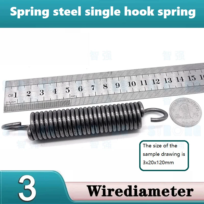 

Spring steel single hook spring,Oven spring ,Wire Dia3mm,Outer Dia 20mm,Length60/70/80/90/100/120/150mm,Support customizations.