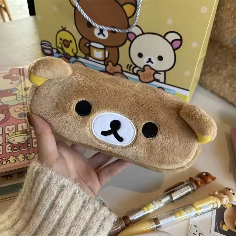 Kawaii Rilakkuma Pencil Cases For Kids Girls Ins Hot Cute Cartoon Bear Pencil Pouch Organizer Pen Bag School Stationeries Gifts image 2
