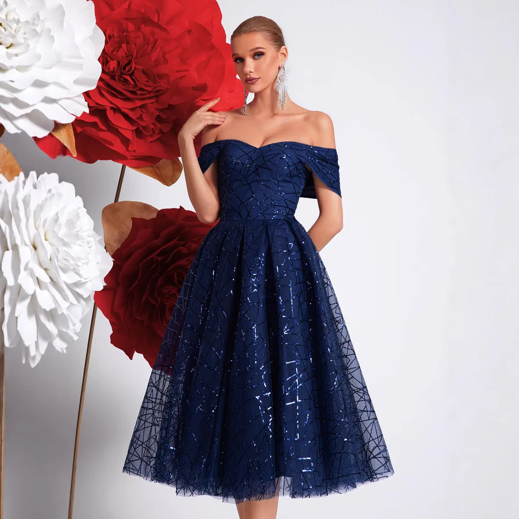 Ele Starry Glimmering Dr Luxury Strapl ثوب مسائي للسيدات تجمعات عادية iny Chic Sle