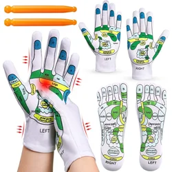 Juego de guantes y calcetines de reflexología de acupresión, masajeador de punto, herramientas de reflexología de Spa de mano, calcetines separados de cinco dedos