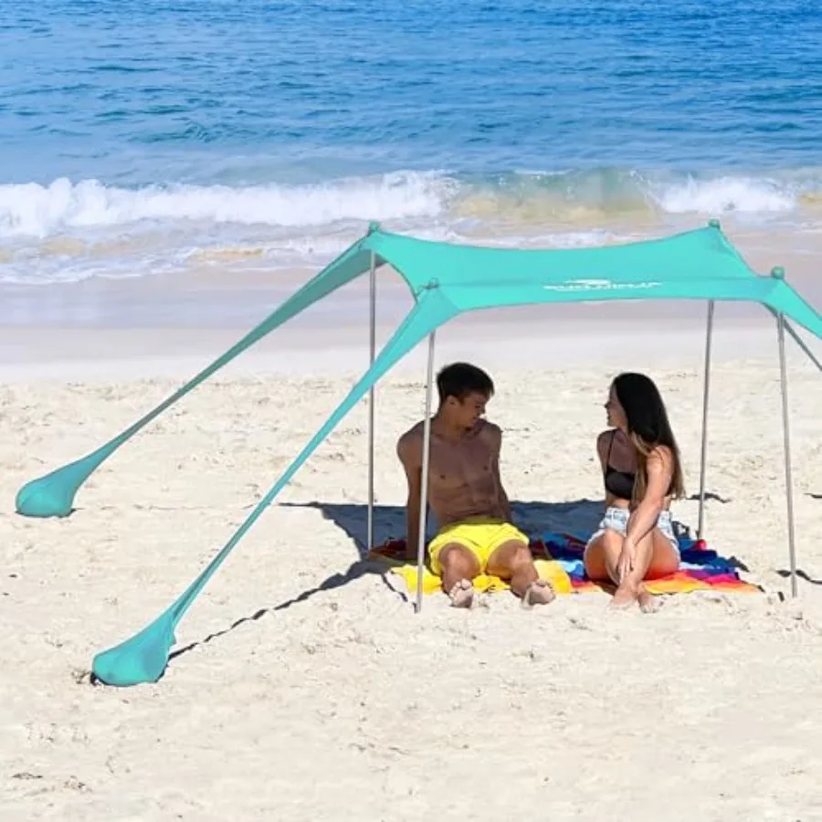 

Beach Tent Sun Shelter UPF50+ for outdoor camping, fishing, picnics - lightweight polyester, navy blue - quick pop-up, sand sho