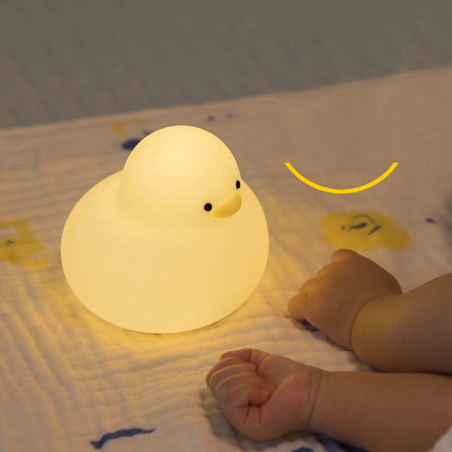 Luz de noche de pato linda, luz de silicona suave, carga USB, lámpara de escritorio divertida, puede ser un regalo de inauguración de la casa o regalo de cumpleaños