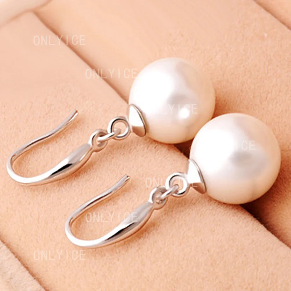 

925 Sterling Silver 8/10/12/14mm Pearl Drop Earrings For Women Jewelry Unique Fashion Party Engagement Accessories
