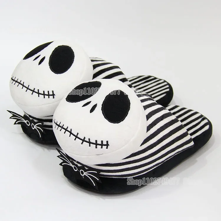 Disney The Nightmare Before Christmas Plush Cotton Shoes Cartoon Anime Jack Skellington Winter Warmth Baotou Slippers Home Goods