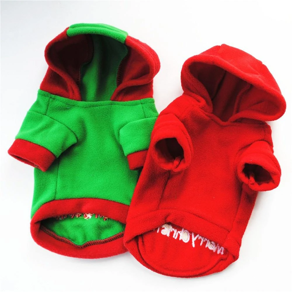 Christmas Hoodies Dog Clothes For Small Dogs Pet Xmas Costumes Fleece Vest Winter Warm Hooded Coat Clothing Cute Puppy Outfit