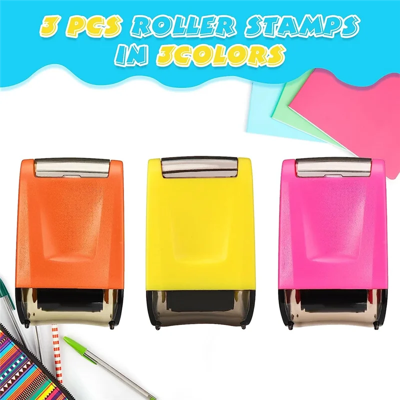 VO-3 Pieces Dashed Handwriting Lines Practice Roller Stamp Self Inking Line Rolling Stamps