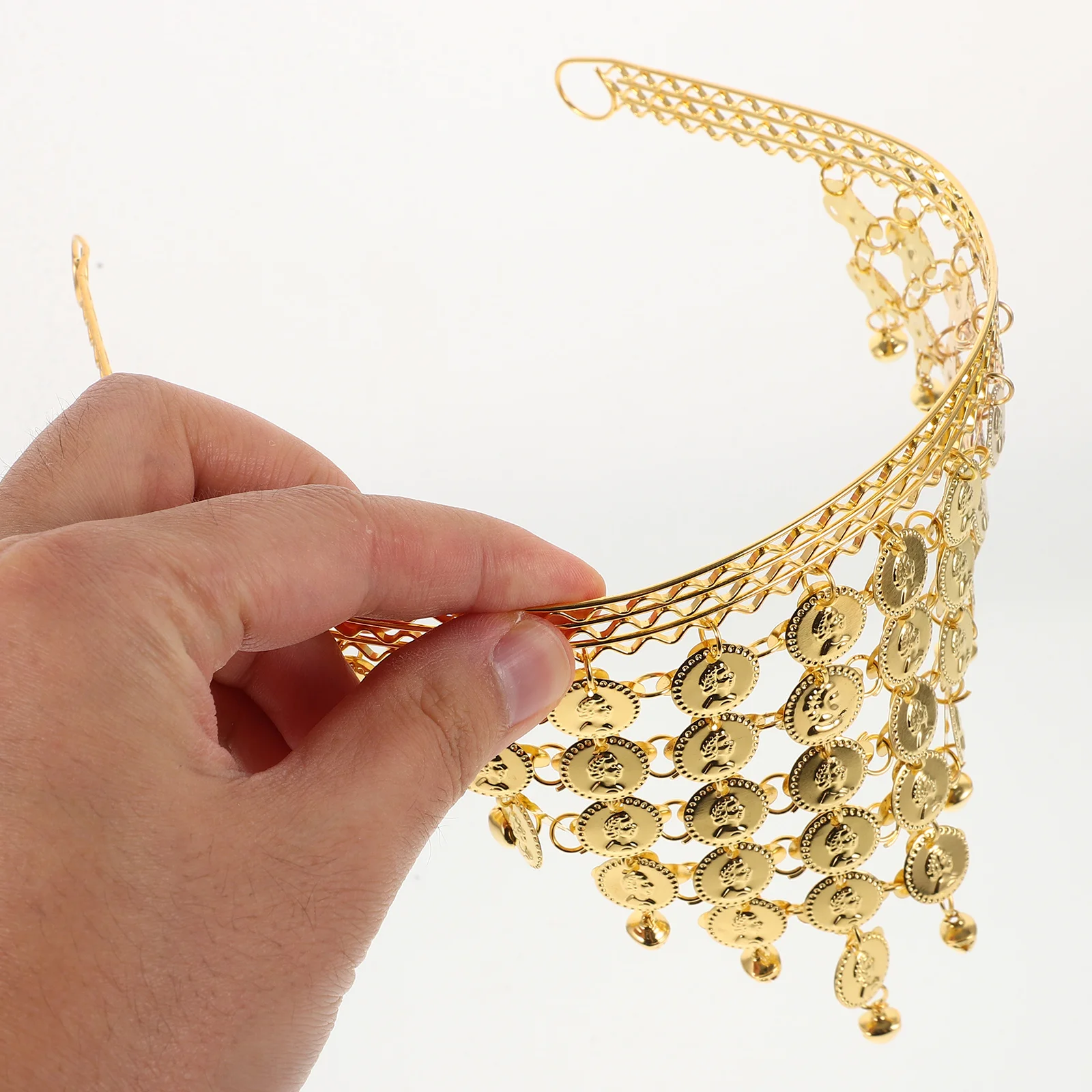 عصابة رأس للرقص الشرقي مزخرفة خفيفة الوزن للرقص للنساء، رأس زينة للشعر على شكل عملة لامعة #1