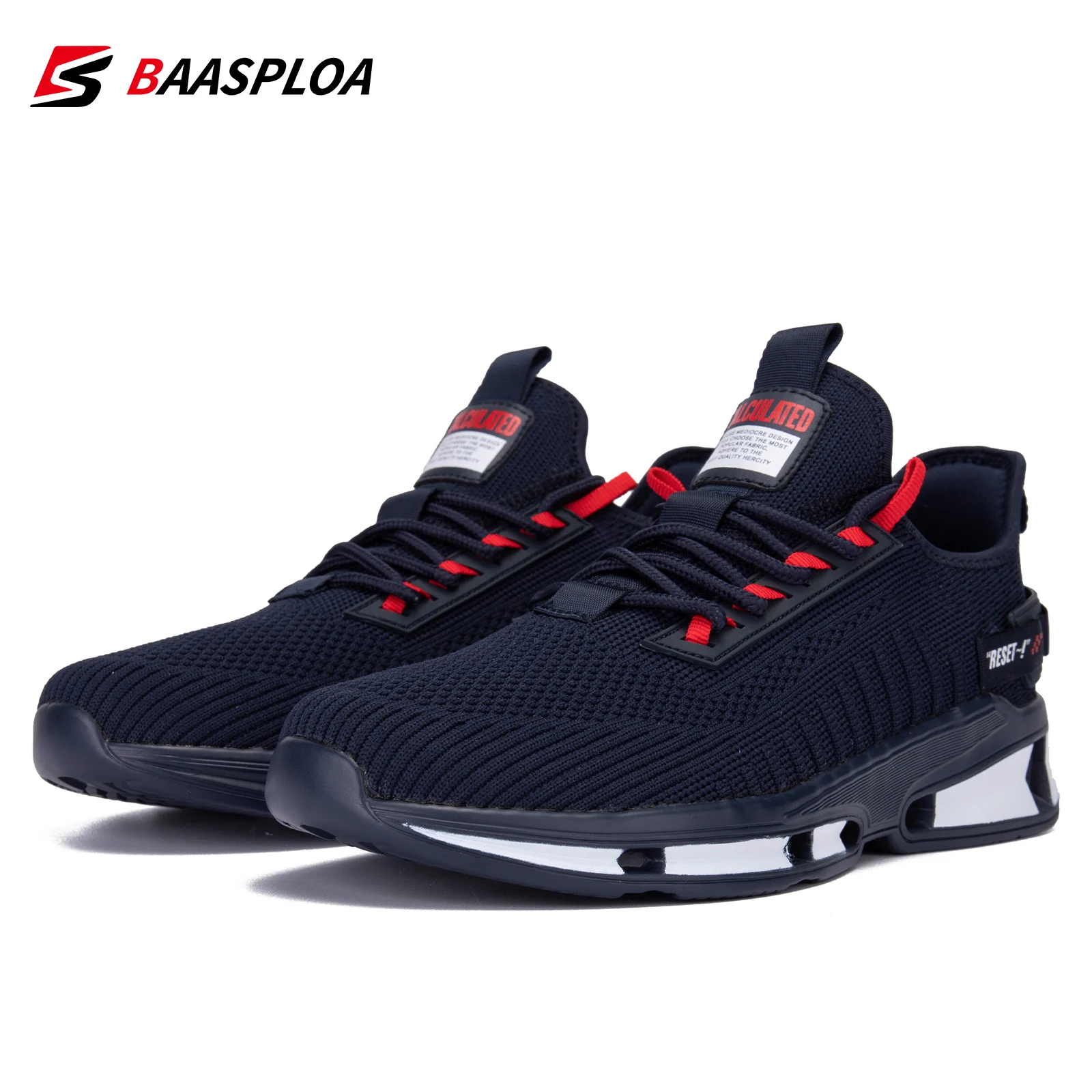 

Baasploa New Men Shoes Casual Knit Sneakers Lightweight Fashion Running Shoes Anti-slip Shock-absorbing Male Walking Tenis Shoes