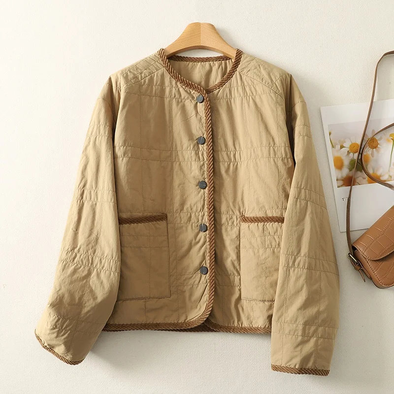 

Slimming Effect Thiened Cotton Jaet round Ne Casual Loose Women's Autumn Winter Outerwear Warm Sli Artistic