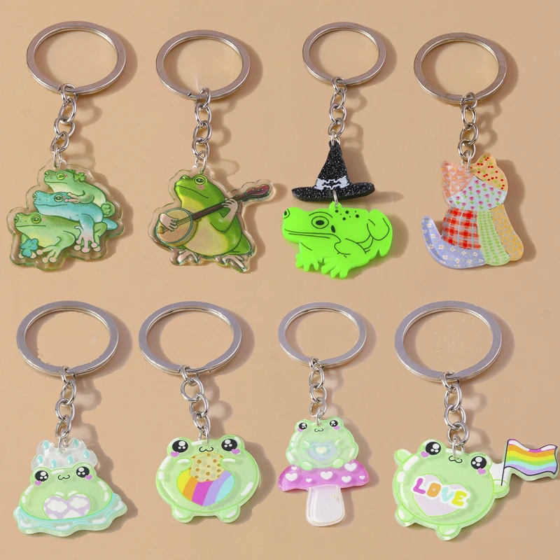 Cute Animal Cat Frog Keychain Charms Men Women Keyring Pendants for Car Key Holder Handbag Decor Handmade Jewelry Gifts