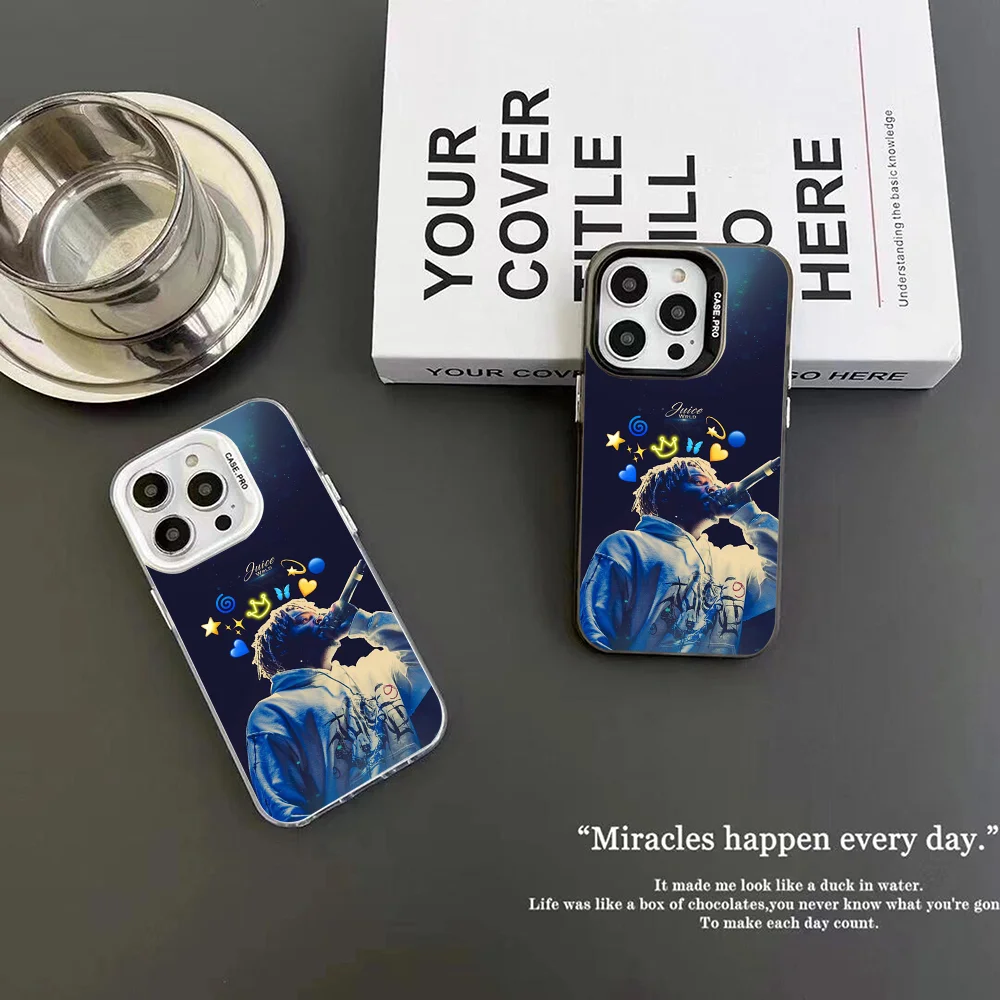 Hip Hop J-Juice Wrld(3) Phone Case IMD Color Silver Shell For IPhone 16 15 14 13 12 Pro Max Plus