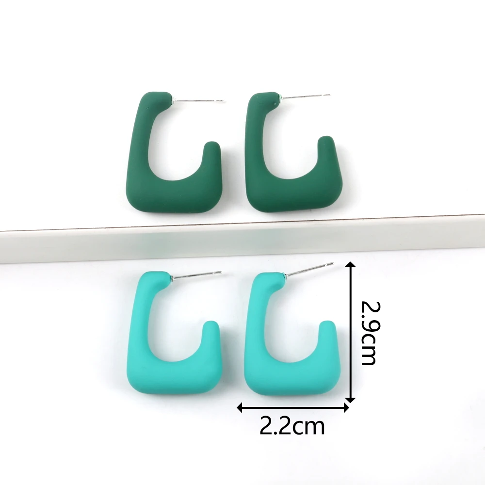 Korean Fashion Acryliic U-Shape Hoop Earrings for Women Statement Macaron Color Geometric Small Stud Earring Pendant New Jewelry