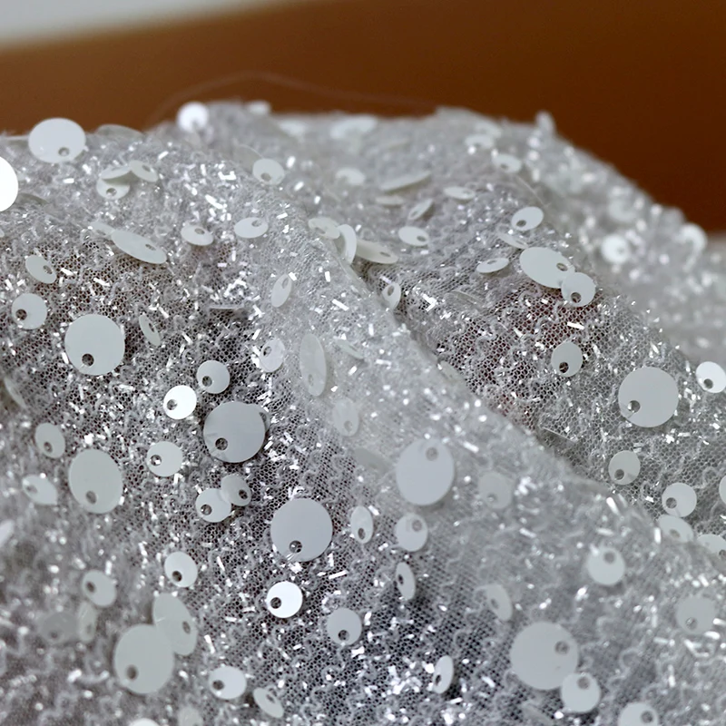 반짝이는 사이즈의 스팽글 메쉬 자수 원단 무대 의상 어린이 의류 수제 DIY 디자이너 원단