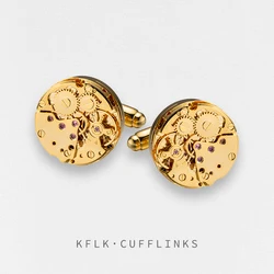 KFLK Gold-color mechanical brand high quality men's cufflinks wedding gifts cuff links button New arrival guests 2017
